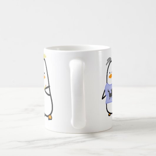 任意ペンギンのマグ- 3羽の鳥 コーヒーマグカップ (ハンドル)