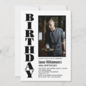 任意モダンの年齢の白黒写真の誕生日パーティー 招待状 (正面)