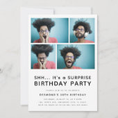 任意モダンの年齢4xフォトサプライズ誕生日パーティー 招待状 (正面)