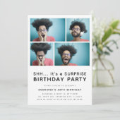 任意モダンの年齢4xフォトサプライズ誕生日パーティー 招待状 (スタンド正面)