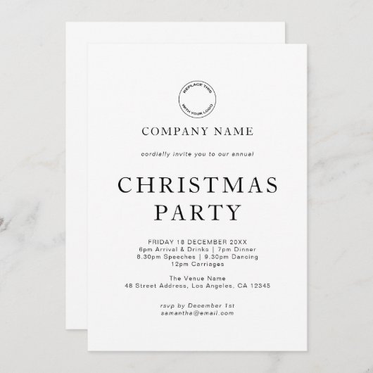 任意モダンの色企業ののクリスマスパーティー 招待状 (正面/裏面)