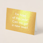 任意文字ハッピーニューイヤーさよならシンプルタイポグラフィ 箔カード (正面)