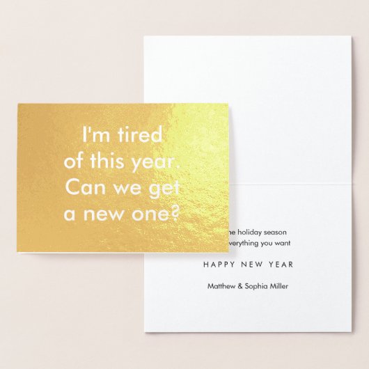 任意文字ハッピーニューイヤーさよならシンプルタイポグラフィ 箔カード (ディスプレー)