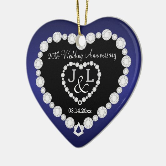 任意結婚の記念日 |サファイアブルー | DIY文字 セラミックオーナメント (左)