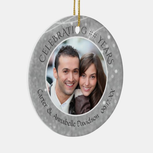 任意結婚の記念日 |シルバースパークル写真 セラミックオーナメント (右)