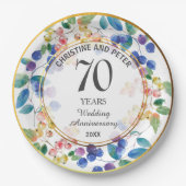 任意結婚の記念日(70)金ゴールドフレームベリー ペーパープレート (正面)