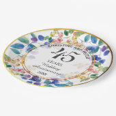 任意結婚の(45)記念日金ゴールドフレームベリー ペーパープレート (アングル)