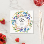 任意結婚の(65)記念日金ゴールドフレームベリー スタンダードカクテルナプキン (インサイチュ)