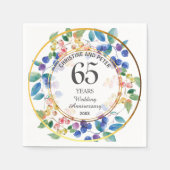 任意結婚の(65)記念日金ゴールドフレームベリー スタンダードカクテルナプキン (正面)