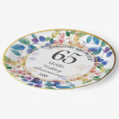 任意結婚の(65)記念日金ゴールドフレームベリー ペーパープレート (アングル)