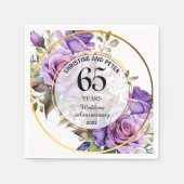 任意結婚の(65)金ゴールド・フレームバラの記念日 スタンダードカクテルナプキン (正面)