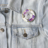 任意結婚(70)の金ゴールド・フレームバラの記念日 缶バッジ (インサイチュ)