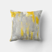 「任意」灰色および黄色の抽象美術である クッション (裏面)