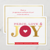 企業からのクリスマスメッセージ　愛と平和と喜び　赤 招待状 (正面/裏面)