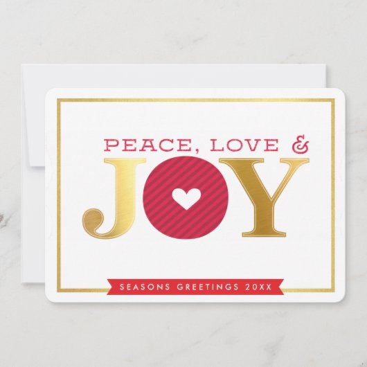 企業からのクリスマスメッセージ　愛と平和と喜び　赤 招待状 (正面)