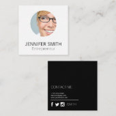 企業のお洒落（黒/白） スクエア名刺 (正面/裏面)