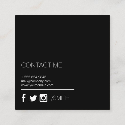 企業のお洒落(黒/白) スクエア名刺 (裏面)