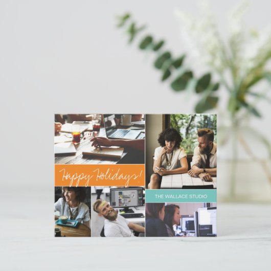 企業のつながり:オモダンレンジとティール(緑がかった色)コンパ ポストカード (スタンド正面)