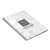 企業のでカスタムなロゴのエレガントで白い大理石 ノートブック (右側)