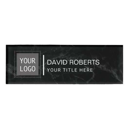 企業のでカスタムなロゴのモダンで暗い大理石 名札 (正面)