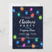 企業のなクリスマスの照明の濃紺ビジネス 招待状 (正面)