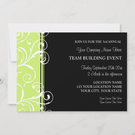 企業のなチーム建物のイベントの招待状の緑 招待状 (裏面)