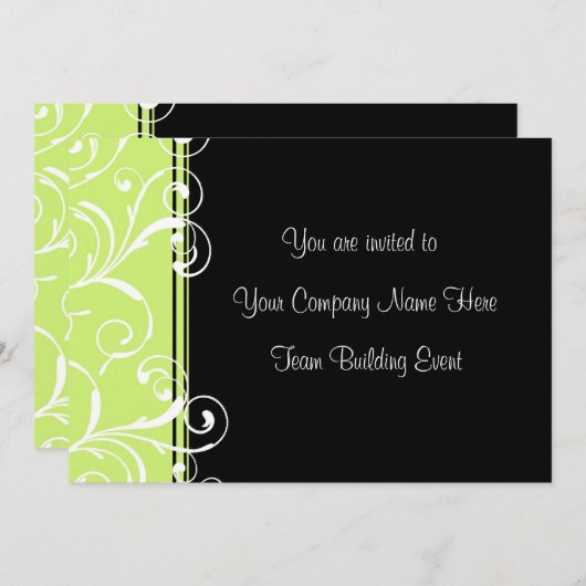 企業のなチーム建物のイベントの招待状の緑 招待状 (正面/裏面)