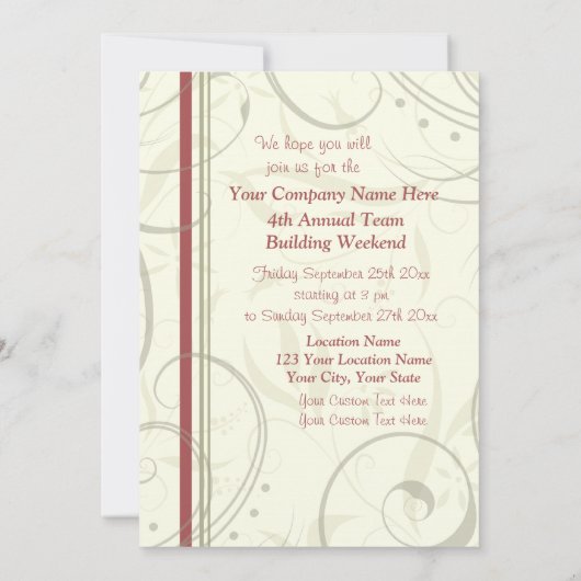 企業のなチーム建物のイベントの週末の招待状 招待状 (裏面)