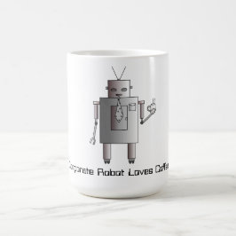 企業のなロボットはコーヒー、レトロのヴィンテージのロボットを愛します コーヒーマグカップ