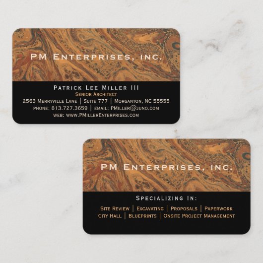 企業のな大理石の黒い名刺 名刺 (正面/裏面)