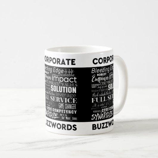 企業のな専門語ビジネス専門語のタイポグラフィの芸術 コーヒーマグカップ (正面右)