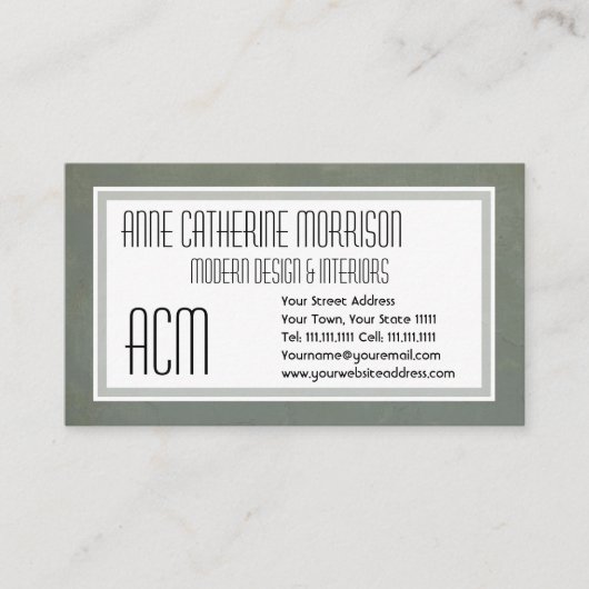 企業のな灰色の緑のイタリアンでグランジなヴィンテージの効果 名刺 (正面)