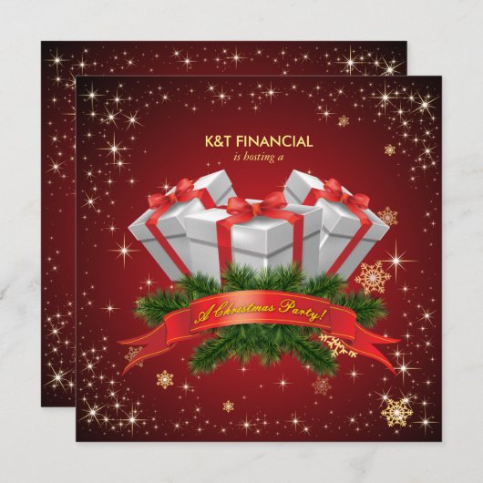 企業のな秘密のサンタのクリスマスのディナー・パーティ 招待状 (正面/裏面)