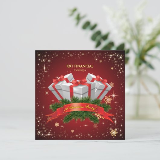企業のな秘密のサンタのクリスマスのディナー・パーティ 招待状 (スタンド正面)