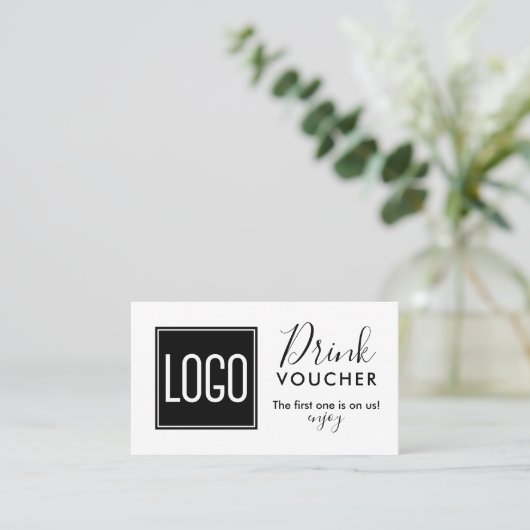 企業のな飲み物のバウチァ|の会社のロゴの広告宣伝 名刺 (スタンド正面)