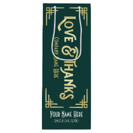 企業のアールデコラブ&感謝してい金ゴールドグリーンギャツビー ワインギフトバッグ