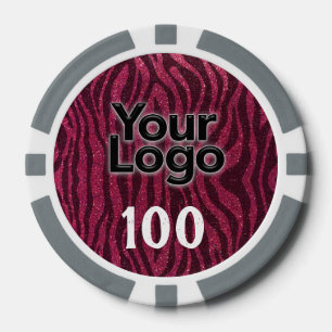 企業のイベントロゴグリッターアニマルプリント ポーカーチップ