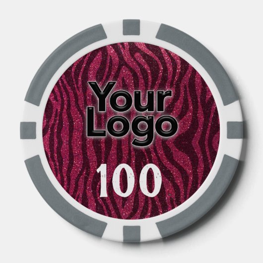企業のイベントロゴグリッターアニマルプリント ポーカーチップ (正面)