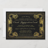 企業のイベント金ゴールドとブラックファンシー縁ど 招待状 (正面)