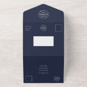 企業のイベント |ネイビーブルーのミニマリストビジネス オールインワン招待状 (外側)