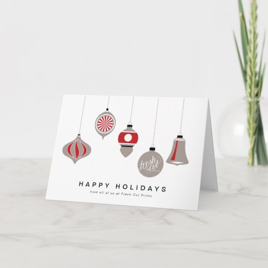 企業のオーナメントとロゴ付きクリスマスカード シーズンカード (正面)