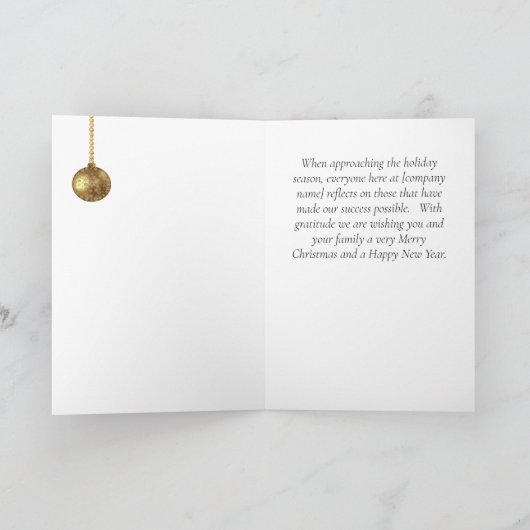 企業のオーナメントと詩のクリスマスカード。 カード (内部)