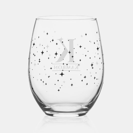 企業のクライアントのモノグラム一括ギフト茎なし ステムなしワイングラス (裏面)