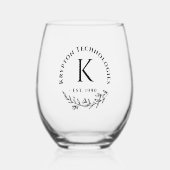 企業のクライアントのモノグラム一括ギフト茎なし ステムなしワイングラス (正面)