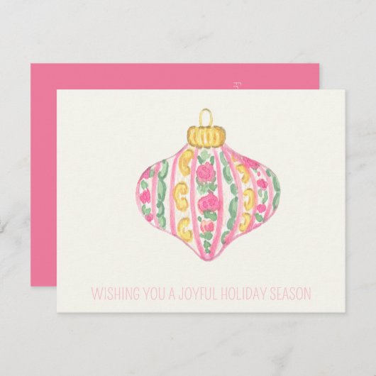 企業のクリスマスのフェミニン飾り ノートカード (正面/裏面)