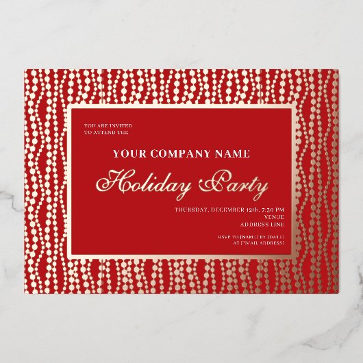 企業のクリスマスイルミネーション オフィスホリデーパーティー 箔招待状 (正面)