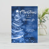 企業のクリスマスツリースパークルブルーパーティー 招待状 (スタンド正面)