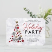 企業のクリスマスツリーホリデーパーティーマーブル 招待状 (スタンド正面)
