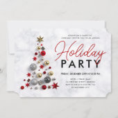 企業のクリスマスツリーホリデーパーティーマーブル 招待状 (正面)