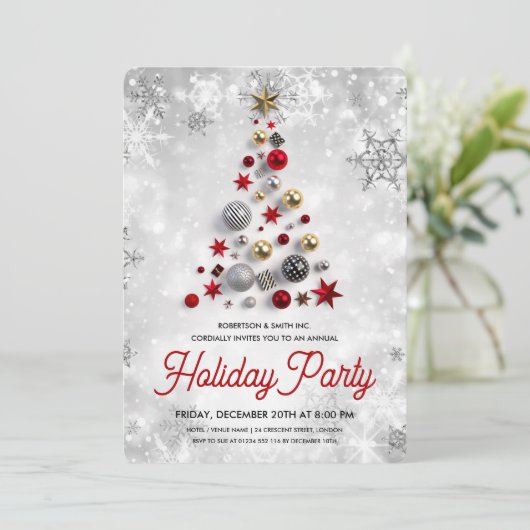 企業のクリスマスツリーホリデー冬疑問に思銀銀 招待状 (スタンド正面)
